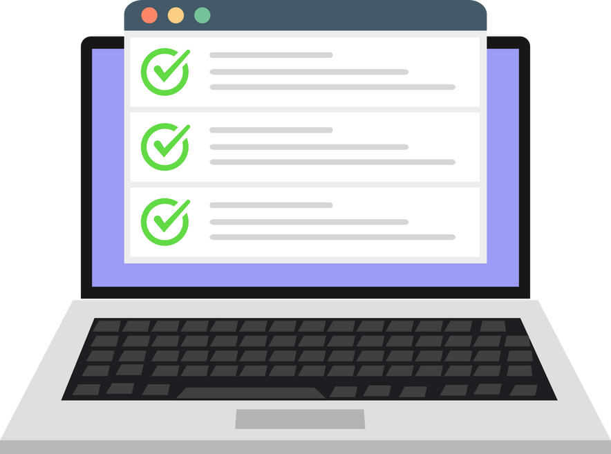 Student fill online form on laptop online survey concept